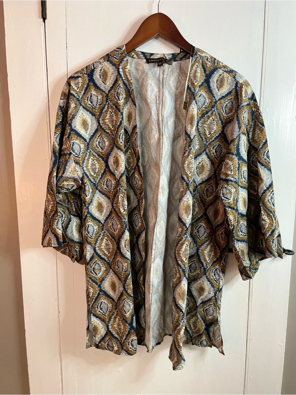 AMBERNOON II By Dr. Erum QVC Woven Relaxed Open Front Caftan Cover Up UPF 50+ XS